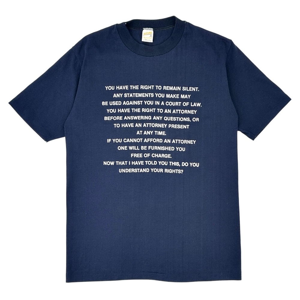 RARE Single Stitch Vintage Navy Blue Miranda Rights Collector’s T-Shirt Tee